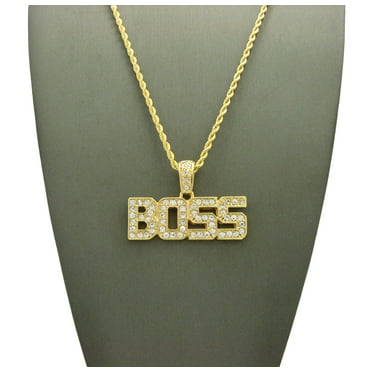 Stone Stud Dollar Sign Micro Pendant with 2mm 24 Box Chain Necklace Gold-Tone 